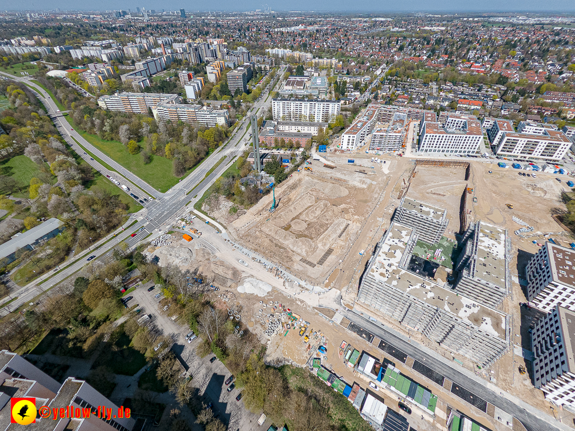 21.04.2023 - Luftbilder von der Baustelle Alexisquartier und Pandion Verde in Neuperlach